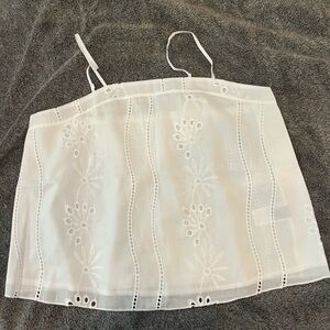 White Embroidered Crop Top